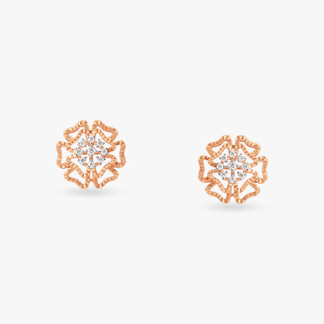 Elegant Blossom Diamond Stud Earrings 