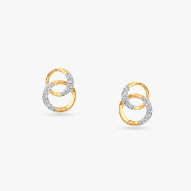 Interlocking Circle Diamond Stud Earrings 