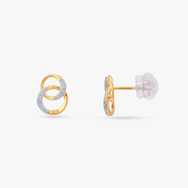 Interlocking Circle Diamond Stud Earrings 2