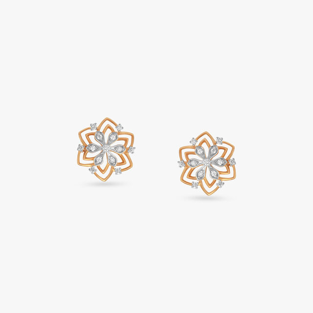 Regal Rosette Diamond Stud Earrings 