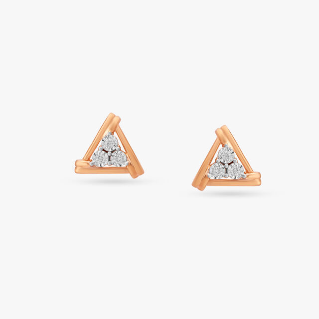 Triangular Diamond Stud Earrings 