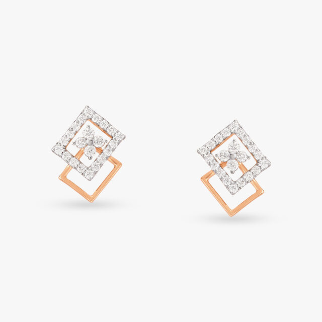 Geometric Splendour Diamond Stud Earrings 