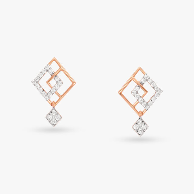 Contemporary Grace Diamond Stud Earrings 