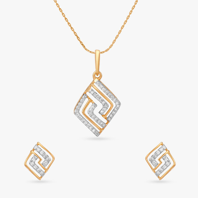 Deco Dreamlines Diamond Pendant and Earrings Set 