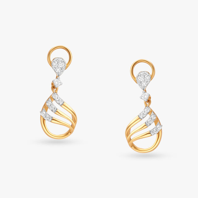 Sculptural Grace Diamond Drop Earrings 