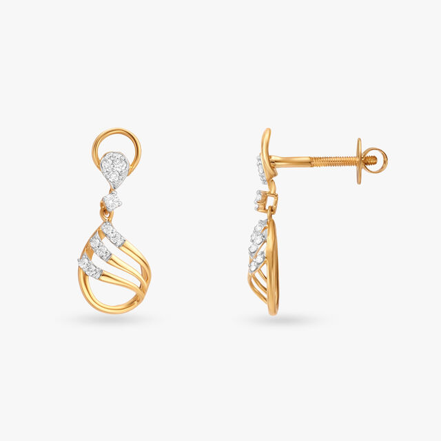 Sculptural Grace Diamond Drop Earrings 2