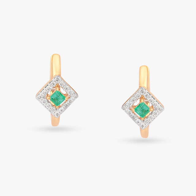 Verdant Radiance Diamond Hoop Earrings
