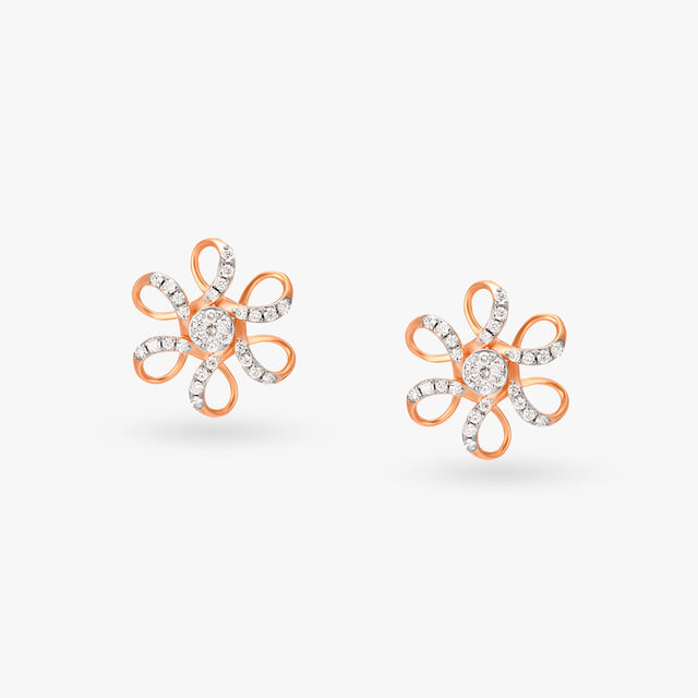Blossoming Elegance Diamond Stud Earrings 