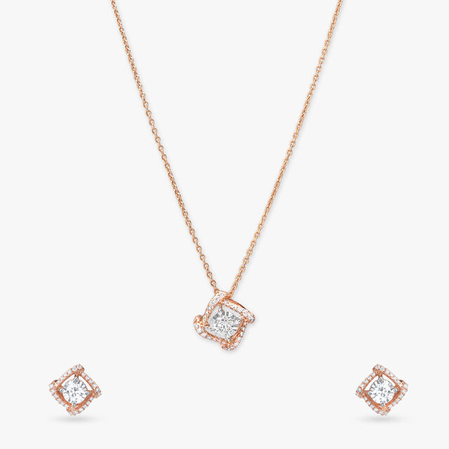 Refined Brilliance Diamond Pendant with Chain and Earrings Set 