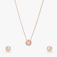 Floral Whirl Diamond Pendant with Chain and Earrings Set 