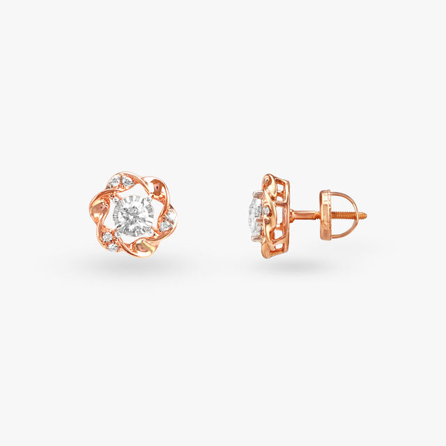Floral Whirl Diamond Pendant with Chain and Earrings Set 5
