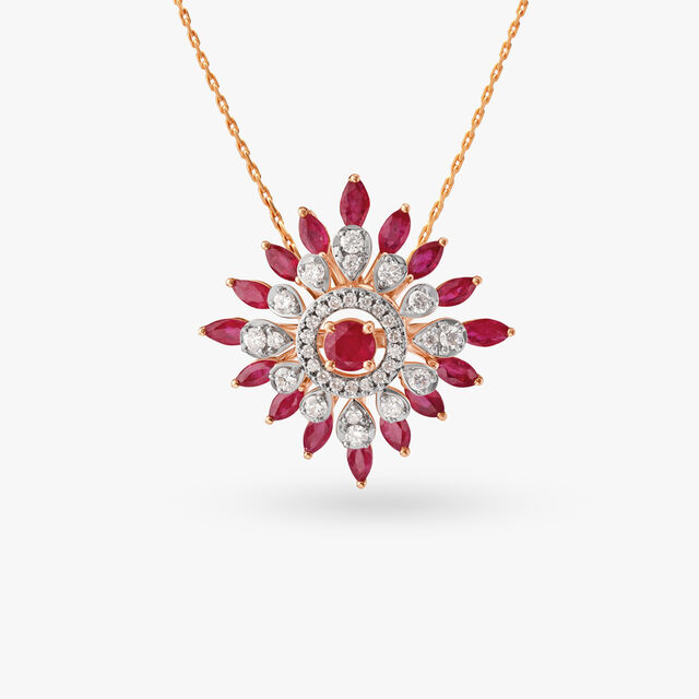 Glamourous Floral Diamond Pendant and Earrings Set 2