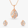 Shimmering Eclectic Diamond Pendant and Earrings Set 