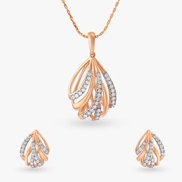 Shimmering Eclectic Diamond Pendant and Earrings Set