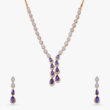 Classy Lariat Diamond Necklace Set