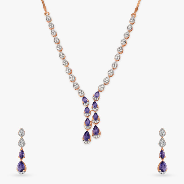 Classy Lariat Diamond Necklace Set 