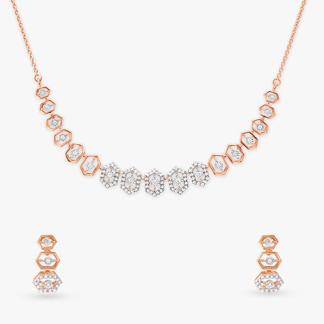 Enticing Contemporary Diamond Necklace Set 