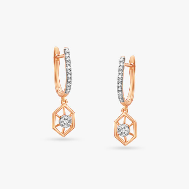 Geometric Diamond Drop Earrings 