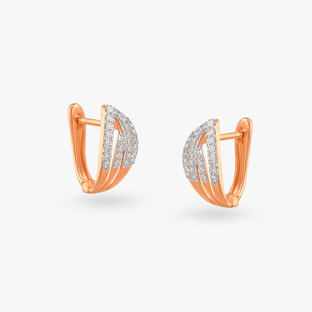 Radiant Leaf Diamond Hoop Earrings 2