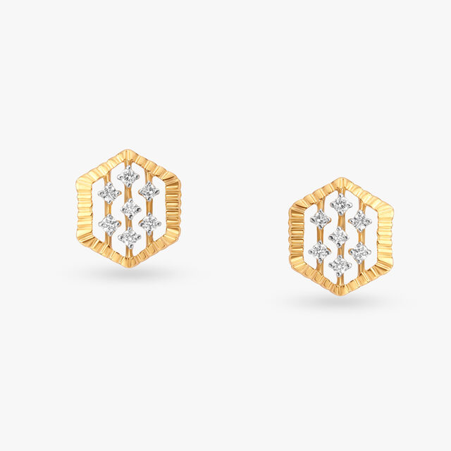 Geometric Glamour Diamond Stud Earrings 