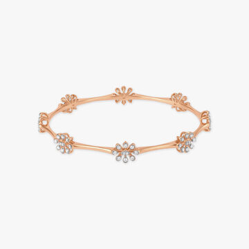 Floral Charm Diamond Bangle