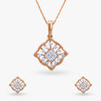 Modern Glamour Diamond Pendant and Earrings Set 