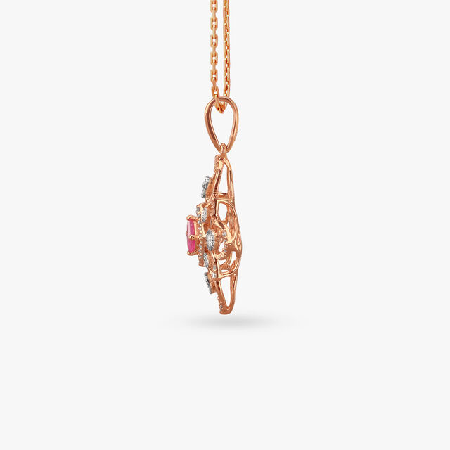 Ruby Blossom Diamond Pendant and Earrings Set 3
