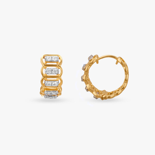 Linked Brilliance Diamond Hoop Earrings 3