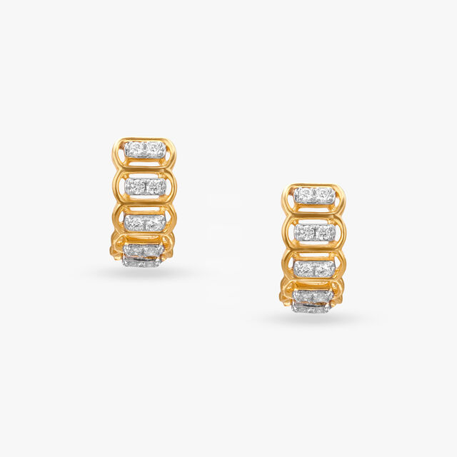 Linked Brilliance Diamond Hoop Earrings 4