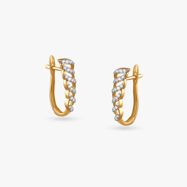 Spiral Diamond Hoop Earrings