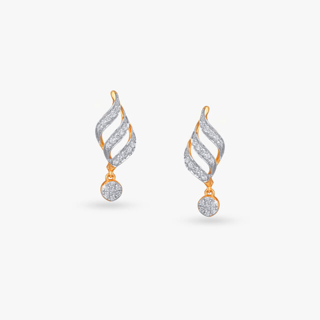 Gleaming Ripple Diamond Hoop Earrings 