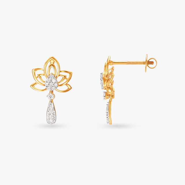 Divine Lotus Diamond Drop Earrings 2