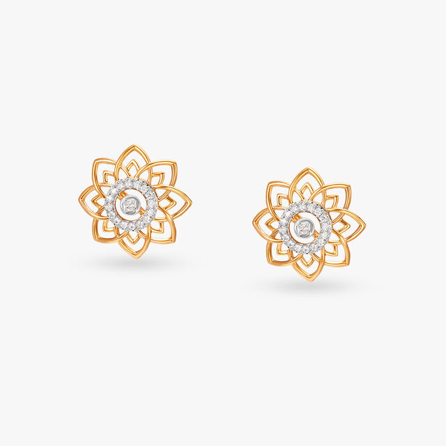 Majestic Lotus Diamond Stud Earrings 