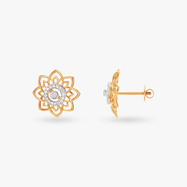 Majestic Lotus Diamond Stud Earrings 2