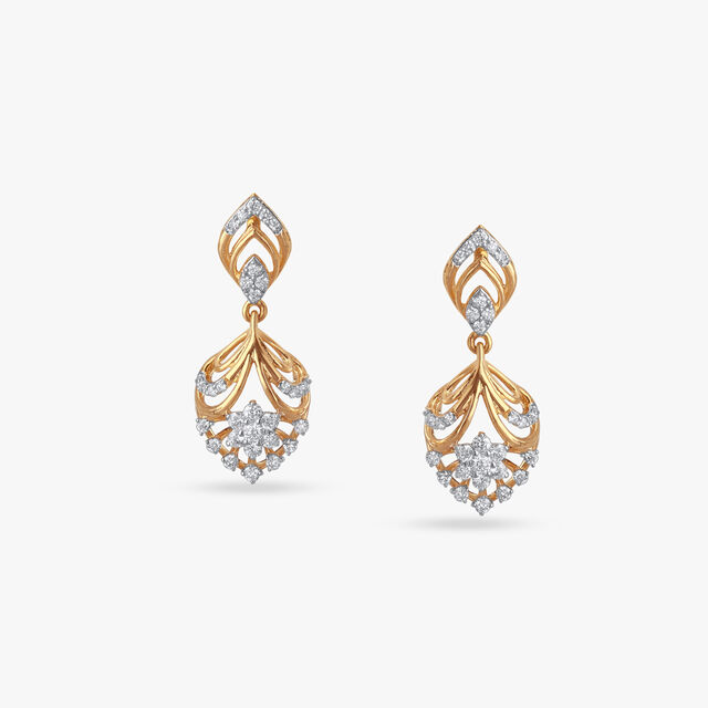 Graceful Petal Diamond Drop Earrings 
