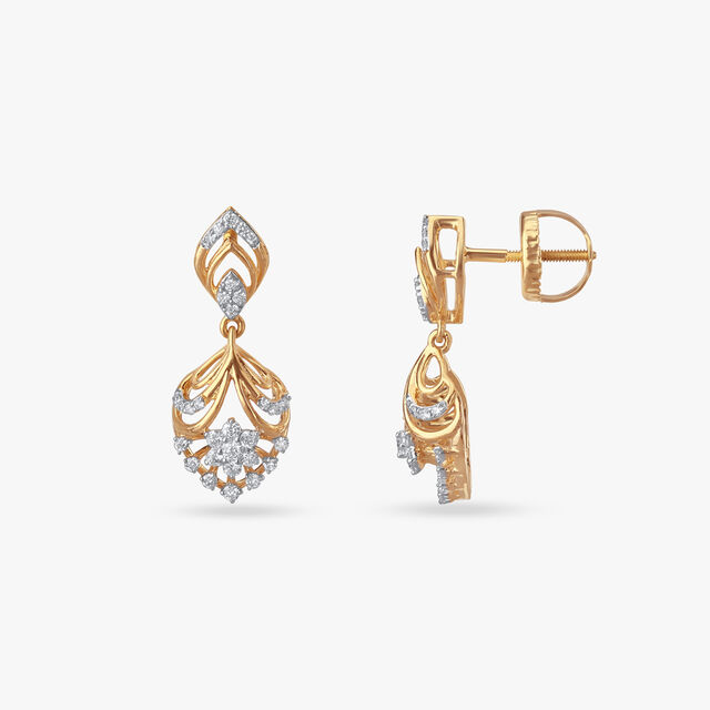 Graceful Petal Diamond Drop Earrings 2