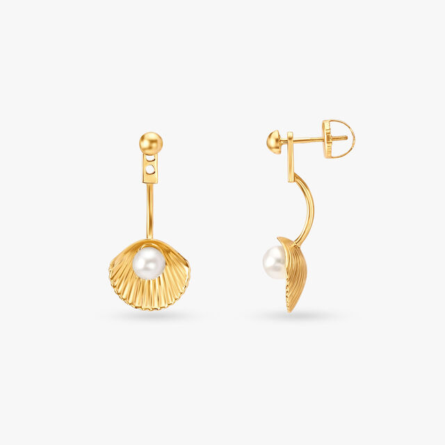 Seashell Pearl Drop Earrings 2