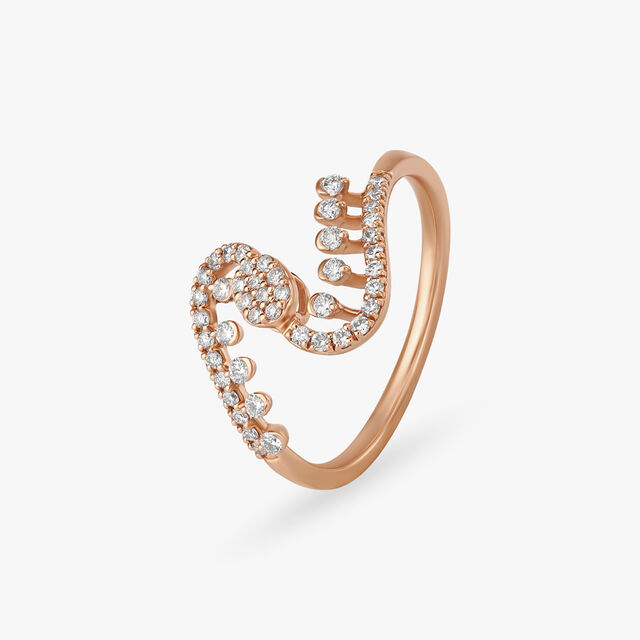 Shimmering Wavy Diamond Finger Ring