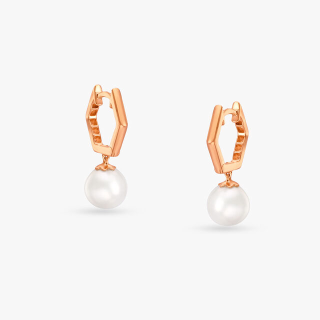 Sleek Pearl Hoop Earrings 