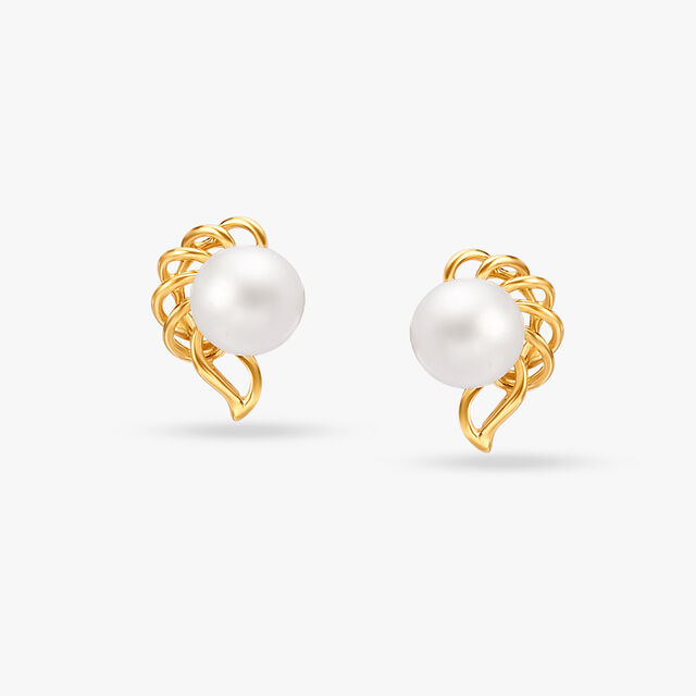 Intertwined Pearl Stud Earrings 