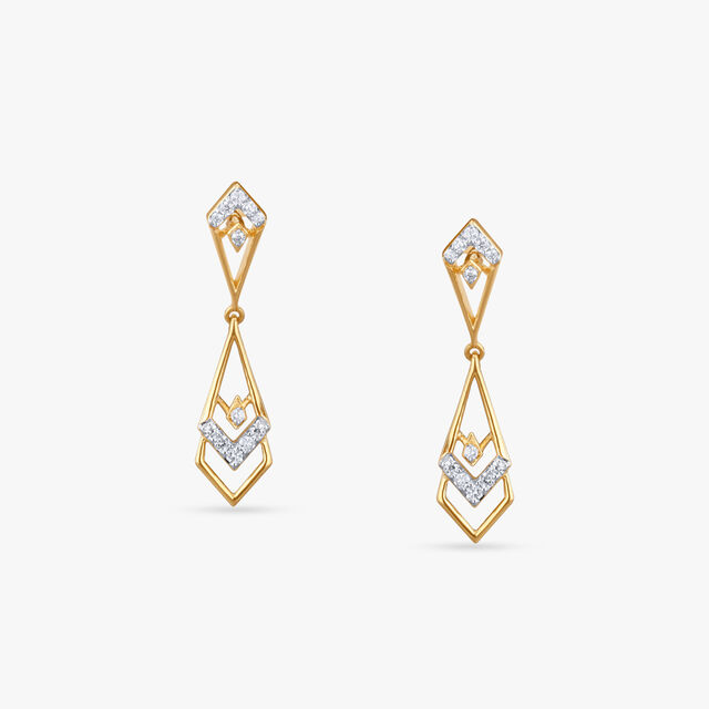Angular Glamour Diamond Drop Earrings 