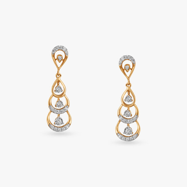 Golden Harmony Diamond Drop Earrings 