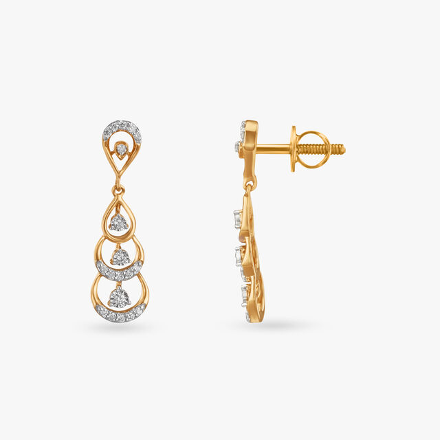 Golden Harmony Diamond Drop Earrings 2