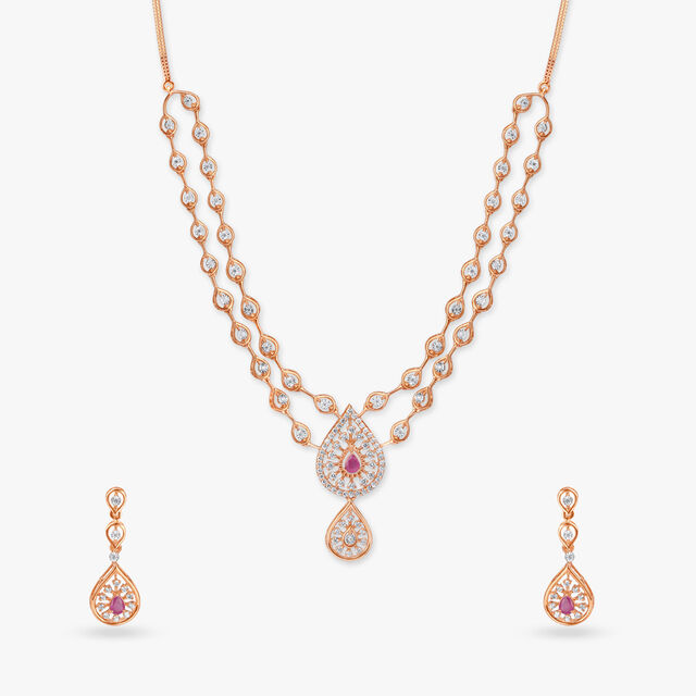 Regal Drop Diamond Necklace Set 
