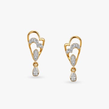 Twinned Hearts Diamond Drop Earrings
