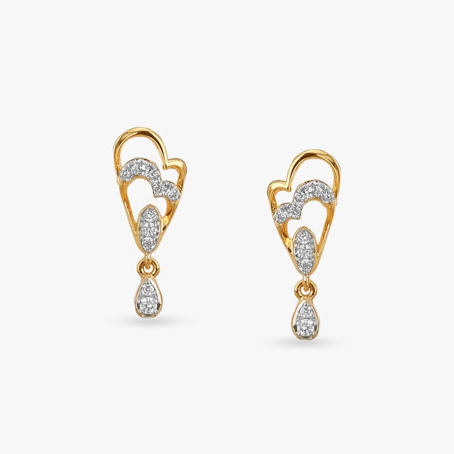 Twinned Hearts Diamond Drop Earrings 
