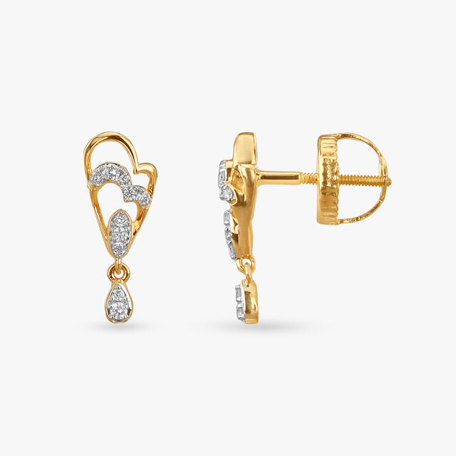 Twinned Hearts Diamond Drop Earrings 2