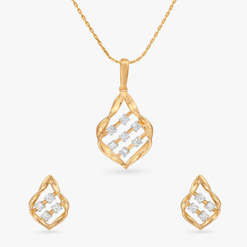 Sculpted Gleam Diamond Pendant and Earrings Set