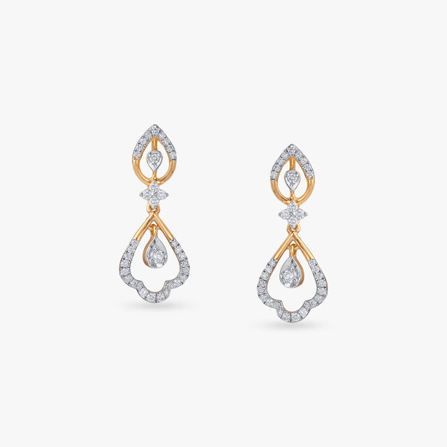 Teardrop Charm Diamond Drop Earrings 