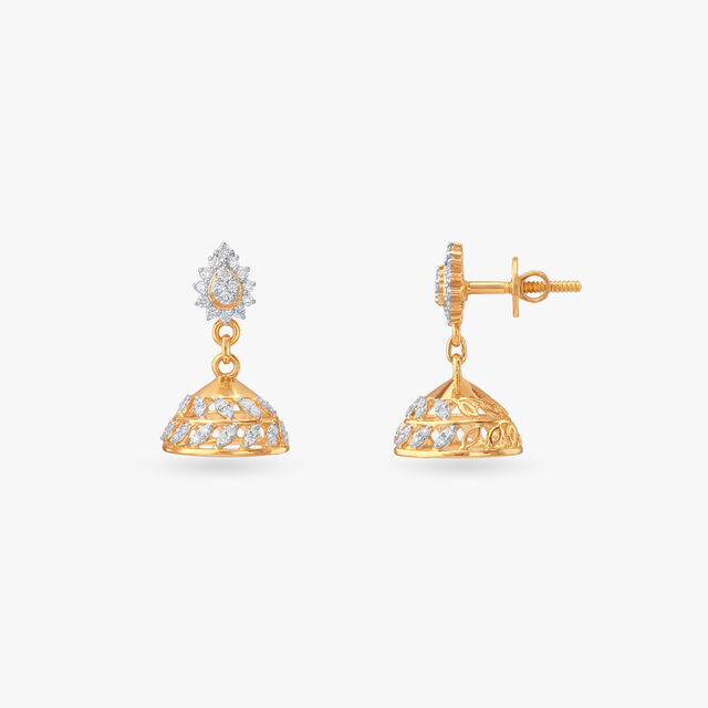 Sweet Sparkle Diamond Jhumka Earrings 2